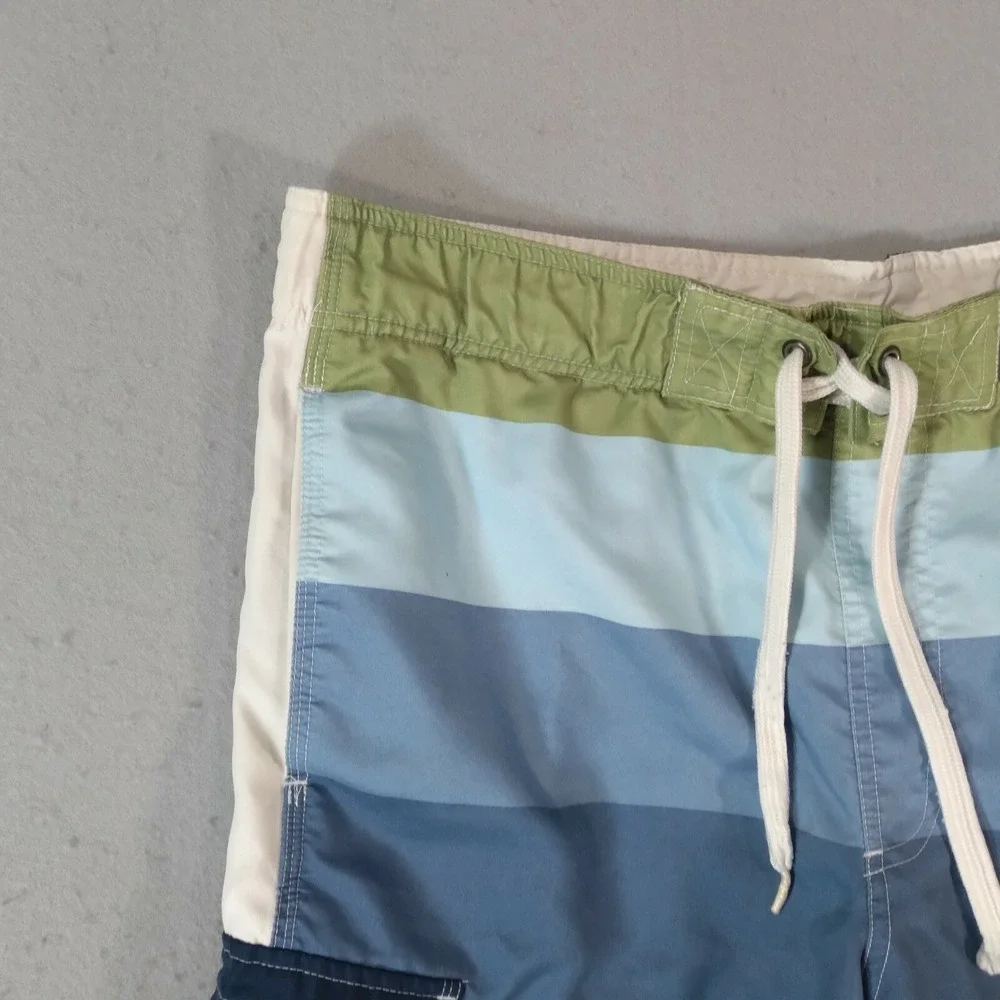 Mossimo surf board shorts swim trunks men's medium blue stripe cargo pockets